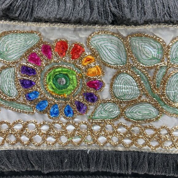 Stella Marina Collezione Dress 2XL Luxury Black Beaded Floral Fringe Shift - Picture 11 of 14